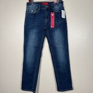 NWT Guess Jeans Women 30x30 Blue Lincoln Slim Straight Fit Medium Rise Dark Wash